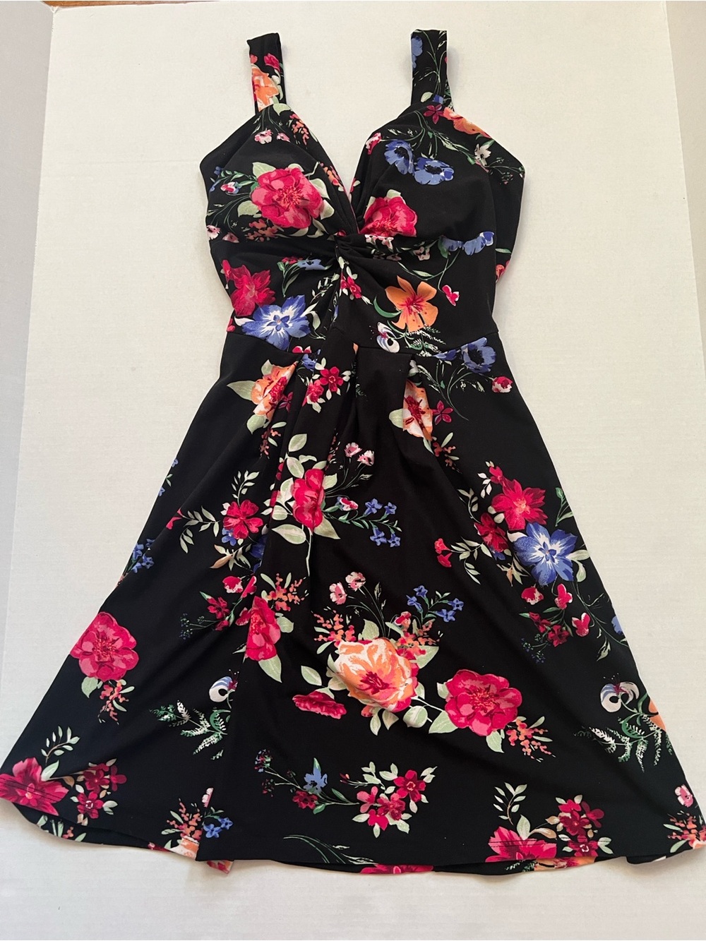 Planet Gold Black Floral Twist-Front Mini Dress Size Small S